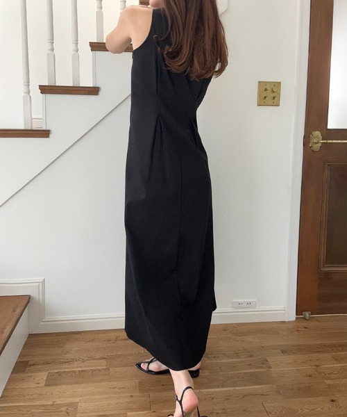 ブラックピースナウ　ノースリーブストライプワンピース　レザースタッズ　サイズM Y's / ワイズヨウジヤマモト | SLEEVELESS DRESS ストライプ切替