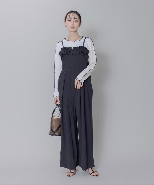 新品✨Eimee Law ボックスタックキャミサロペット　スミクロ　フリーサイズ ボックスタックキャミサロペット Eimee Law│Eimee Law