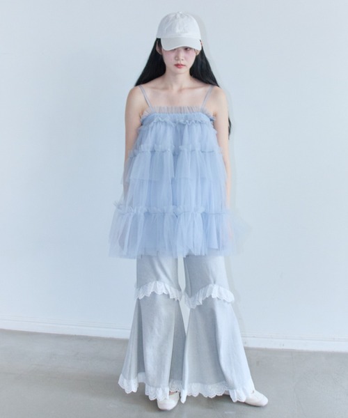 HONEY MI HONEY(ハニーミーハニー)の「two-way rib flare pants(スウェットパンツ・レディース・グレー/ベージュ/ブラック・FREE)」の5枚目の写真