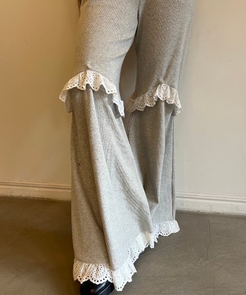 HONEY MI HONEY(ハニーミーハニー)の「two-way rib flare pants(スウェットパンツ・レディース・グレー/ベージュ/ブラック・FREE)」の11枚目の写真
