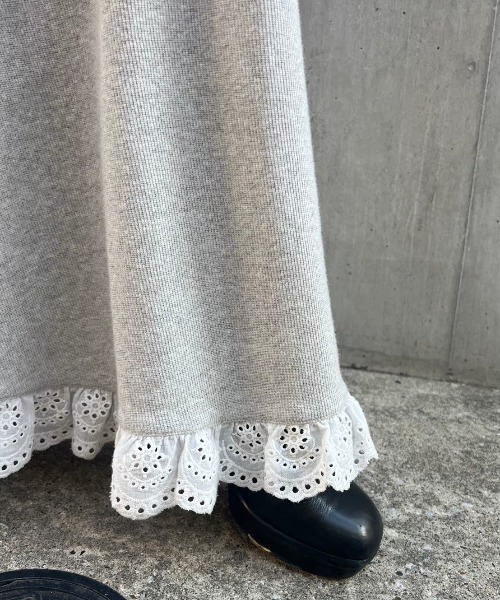 HONEY MI HONEY(ハニーミーハニー)の「two-way rib flare pants(スウェットパンツ・レディース・グレー/ベージュ/ブラック・FREE)」の14枚目の写真