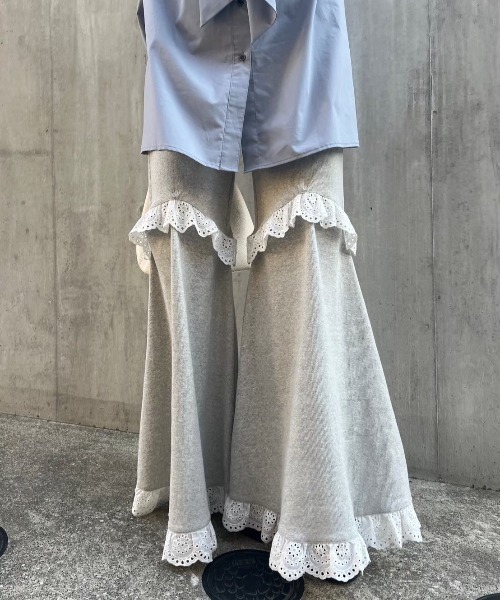 HONEY MI HONEY(ハニーミーハニー)の「two-way rib flare pants(スウェットパンツ・レディース・グレー/ベージュ/ブラック・FREE)」の15枚目の写真
