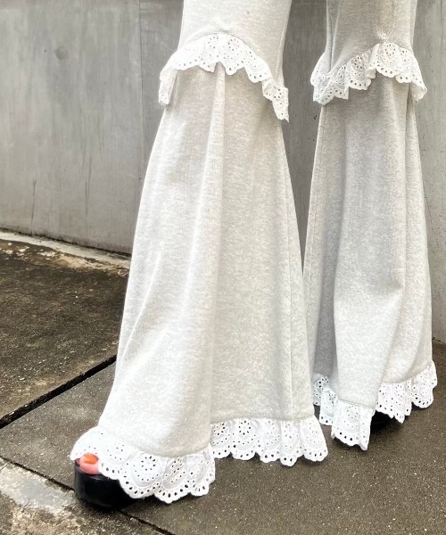 HONEY MI HONEY(ハニーミーハニー)の「two-way rib flare pants(スウェットパンツ・レディース・グレー/ベージュ/ブラック・FREE)」の19枚目の写真
