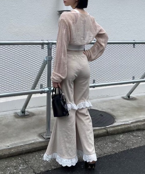 パンツ HONEY MI HONEY two-way denim flare pants HONEY MI HONEY｜スリットデニムワイドパンツ｜3WAYで楽しめる、脚長