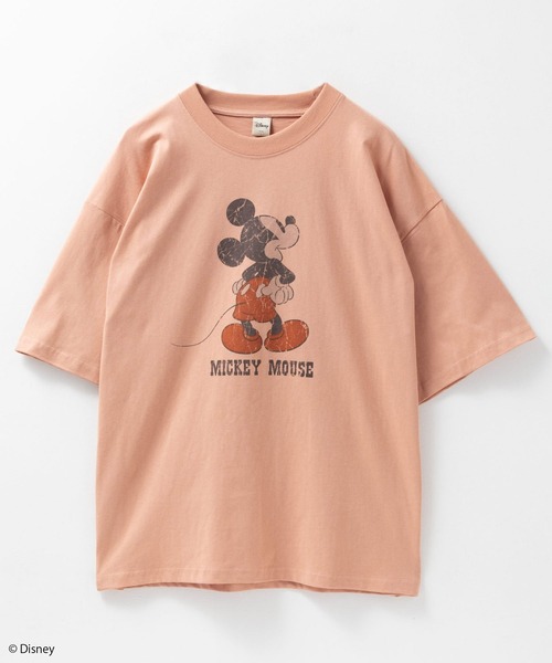 Disney(ディズニー)の「Disney ミッキープリントTee(Tシャツ/カットソー・メンズ・ダークブルー/オレンジ系/アイボリー/ブラック・M/L/XL)」の4枚目の写真