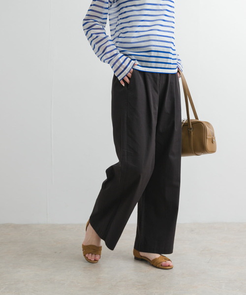 UR DOORS＊レーヨンコットンイージーパンツ　BLACK &beige M アーバンリサーチ ドアーズ URBAN RESEARCH DOORS レーヨン