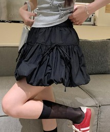 THE HITSS（ヒッツ）の「【インパン裏地あり】リボン ギャザー ハイウエスト バルーン ミニスカート スカパン（スカート）」