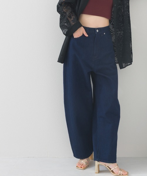 OMNES（オムネス）の「コクーンデニムパンツ（デニムパンツ・レディース・ブラック/ダークブラック/ブルー/グレー/ブラウン/グリーン・マルチサイズ）」の6枚目の写真