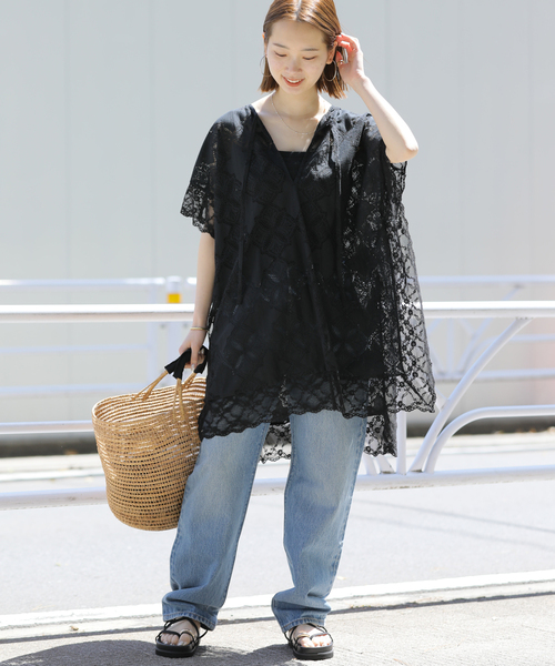 PROVOKE (プロヴォーク)の「《追加》【PROVOKE/プロヴォーク】Poncho ブラウス(シャツ/ブラウス・レディース・アイボリー/ブラック・FREE)」の3枚目の写真
