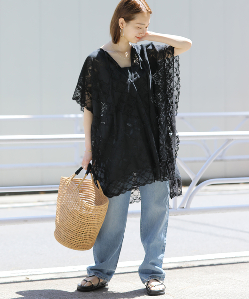 PROVOKE (プロヴォーク)の「《追加》【PROVOKE/プロヴォーク】Poncho ブラウス(シャツ/ブラウス・レディース・アイボリー/ブラック・FREE)」の4枚目の写真