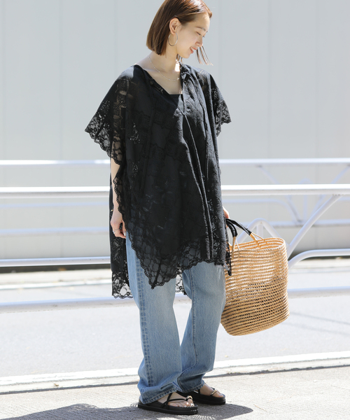 PROVOKE (プロヴォーク)の「《追加》【PROVOKE/プロヴォーク】Poncho ブラウス(シャツ/ブラウス・レディース・アイボリー/ブラック・FREE)」の5枚目の写真