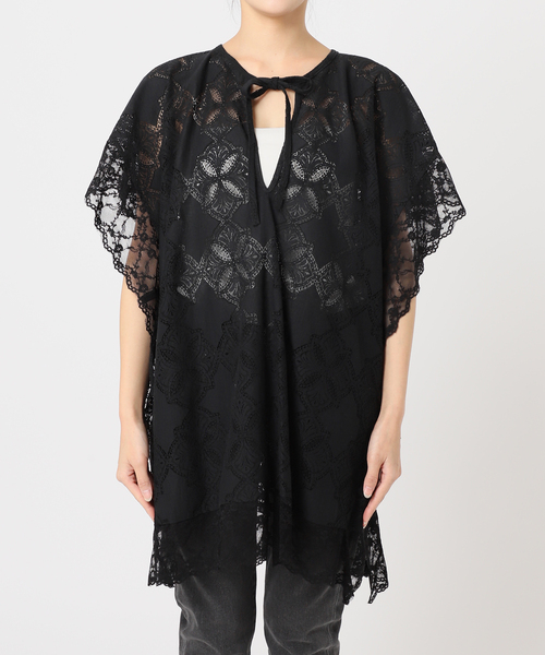 美品　provoke プロヴォーク ポンチョブラウス　ブラウス　黒　レース 追加》【PROVOKE/プロヴォーク】Poncho ブラウス（シャツ