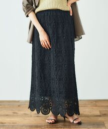 le.coeur blanc | 《手洗い可能》カギ針レースウエストリブスカート(スカート)