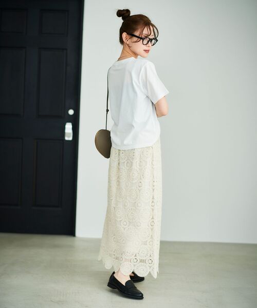le.coeur blanc（ルクールブラン）の「《手洗い可能》カギ針レースウエストリブスカート（スカート・レディース・ブラック/アイボリー・38）」の7枚目の写真