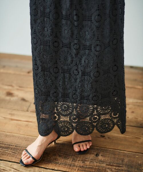 le.coeur blanc（ルクールブラン）の「《手洗い可能》カギ針レースウエストリブスカート（スカート・レディース・ブラック/アイボリー・38）」の15枚目の写真