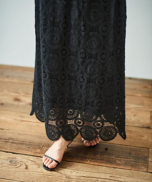 le.coeur blanc（ルクールブラン）の「《手洗い可能》カギ針レースウエストリブスカート（スカート・レディース・ブラック/アイボリー・38）」の16枚目の写真