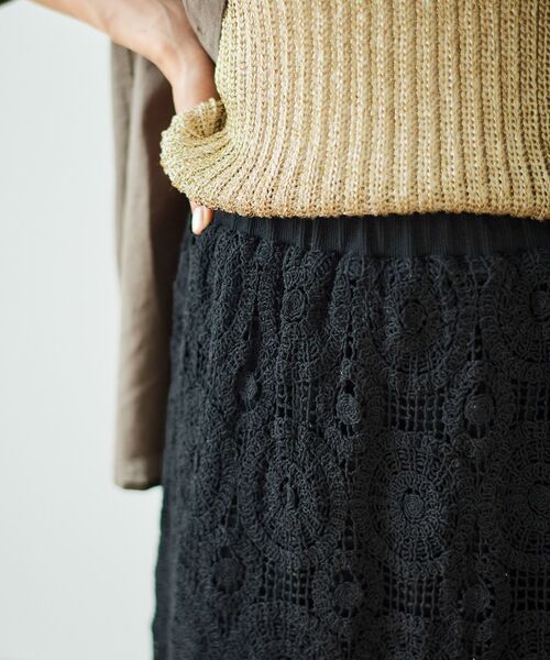 le.coeur blanc（ルクールブラン）の「《手洗い可能》カギ針レースウエストリブスカート（スカート・レディース・ブラック/アイボリー・38）」の17枚目の写真