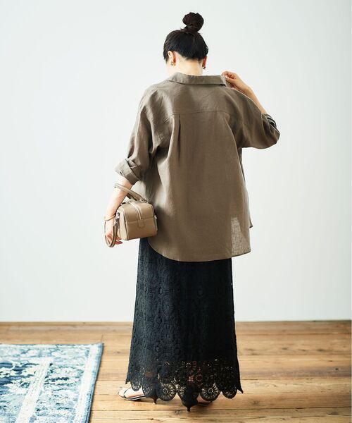 le.coeur blanc（ルクールブラン）の「《手洗い可能》カギ針レースウエストリブスカート（スカート・レディース・ブラック/アイボリー・38）」の20枚目の写真