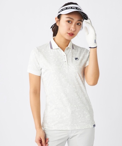 FILA　袖レースシャツ　ホワイト FILA フィラ ポロシャツ レディース メンズ 長袖 鹿の子 綿100