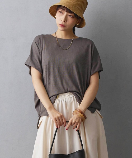 NICOLE white（ニコルホワイト）の「ランダムリブプルオーバー（Tシャツ/カットソー・レディース・オフホワイト/ブラック/サックスブルー/カーキ/グリーン/ボルドー・FREE）」の3枚目の写真