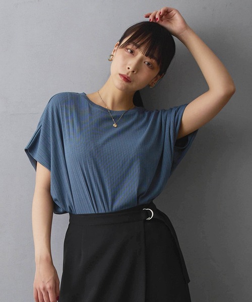 NICOLE white（ニコルホワイト）の「ランダムリブプルオーバー（Tシャツ/カットソー・レディース・オフホワイト/ブラック/サックスブルー/カーキ/グリーン/ボルドー・FREE）」の5枚目の写真