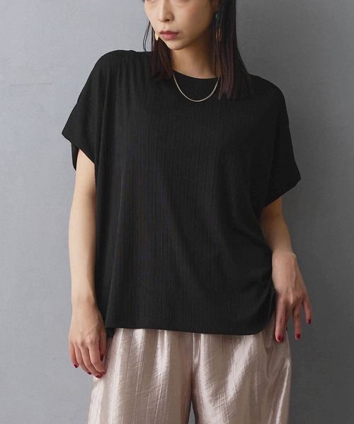 NICOLE white（ニコルホワイト）の「ランダムリブプルオーバー（Tシャツ/カットソー・レディース・オフホワイト/ブラック/サックスブルー/カーキ/グリーン/ボルドー・FREE）」の2枚目の写真