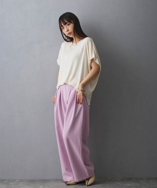 NICOLE white（ニコルホワイト）の「ランダムリブプルオーバー（Tシャツ/カットソー・レディース・オフホワイト/ブラック/サックスブルー/カーキ/グリーン/ボルドー・FREE）」の7枚目の写真