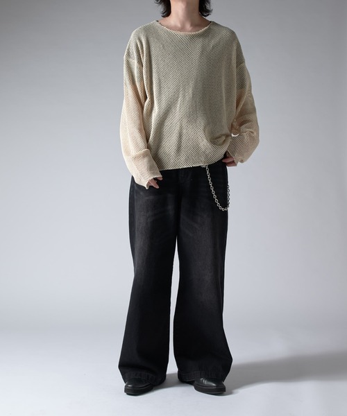 Lui's（ルイス）の「メッシュロンT（Tシャツ/カットソー・メンズ・ブラック/アイボリー・FREE）」の6枚目の写真