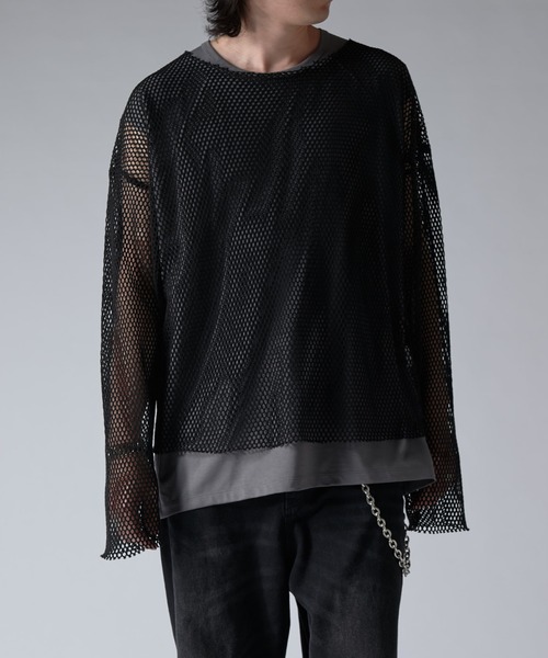 Lui's（ルイス）の「メッシュロンT（Tシャツ/カットソー・メンズ・ブラック/アイボリー・FREE）」の9枚目の写真