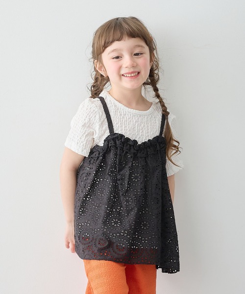 Piet（ピエット）の「レースビスチェ ドッキングトップス（シャツ/ブラウス・キッズ・ブラック/オフホワイト・100/110/120/130）」の3枚目の写真