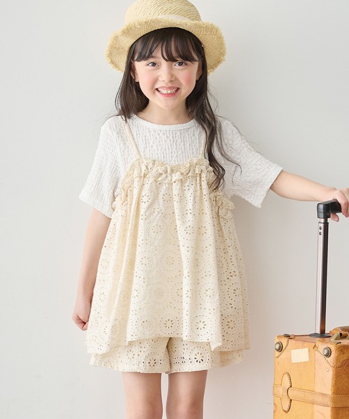 Piet（ピエット）の「レースビスチェ ドッキングトップス（シャツ/ブラウス・キッズ・ブラック/オフホワイト・100/110/120/130）」の4枚目の写真