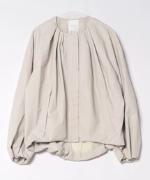 ELENDEEKエレンディーク ノーカラージャケット ベージュ ELENDEEK ジャケット ノーカラージャケット フォルムショート