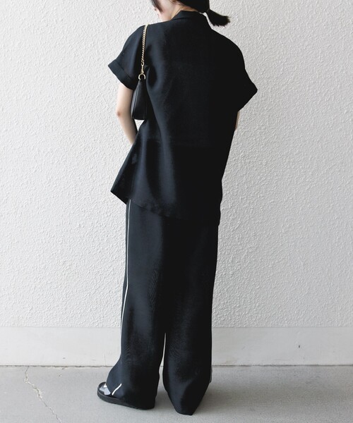 SHIPS any（シップス エニィ）の「SHIPS any:〈手洗い可能〉カラミ メッシュ サイドライン イージー ワイド パンツ（その他パンツ・レディース・ネイビー/ホワイト・ONE SIZE）」の10枚目の写真