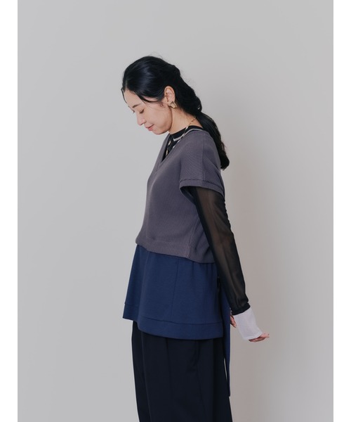 DOLLUPOOPS（ドールアップウップス）の「ヘム2WAYワッフルベスト（ベスト・レディース・ブラウン/チャコール・38）」の10枚目の写真