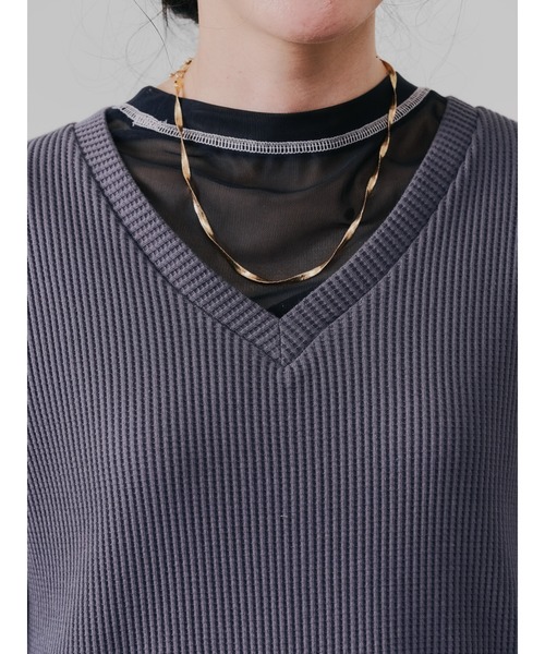 DOLLUPOOPS（ドールアップウップス）の「ヘム2WAYワッフルベスト（ベスト・レディース・ブラウン/チャコール・38）」の19枚目の写真