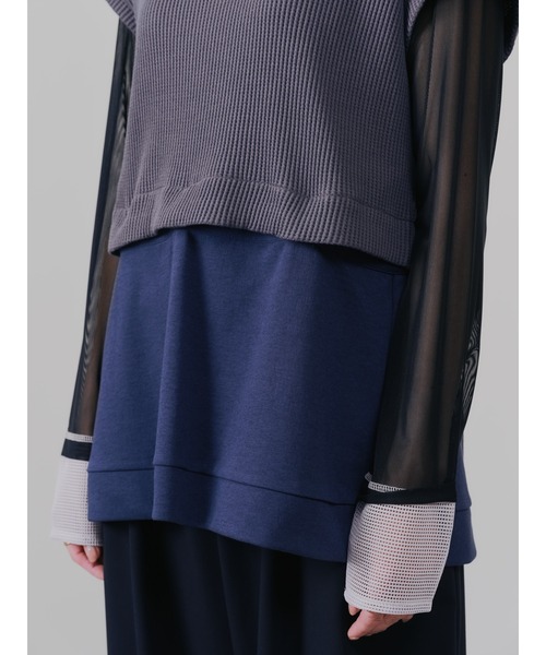 DOLLUPOOPS（ドールアップウップス）の「ヘム2WAYワッフルベスト（ベスト・レディース・ブラウン/チャコール・38）」の22枚目の写真