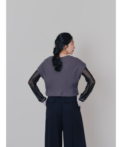 DOLLUPOOPS（ドールアップウップス）の「ヘム2WAYワッフルベスト（ベスト・レディース・ブラウン/チャコール・38）」の14枚目の写真