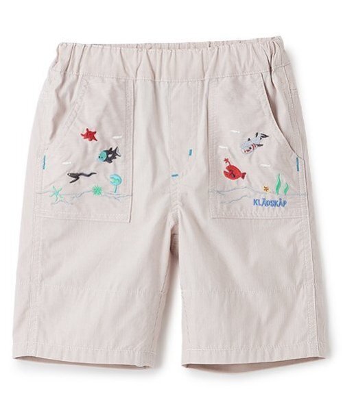 kladskap(クレードスコープ)の「海のいきもの刺しゅう5分丈パンツ(その他パンツ・キッズ・ブルー/ベージュ・110cm/100cm/90cm/80cm/120cm/130cm)」の1枚目の写真