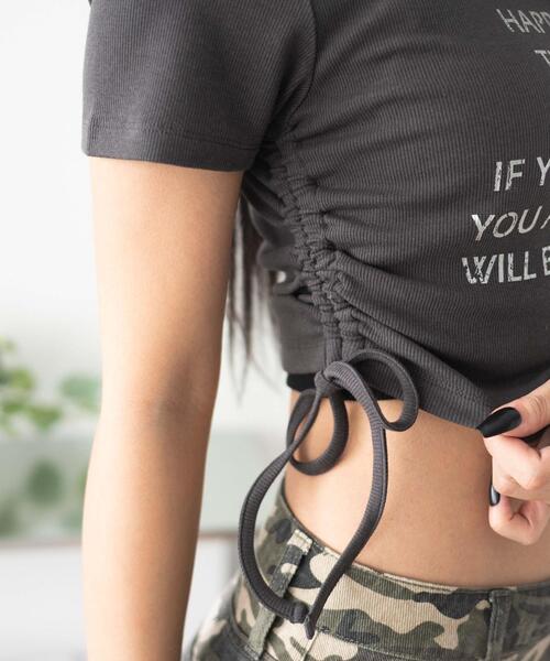 WEGO(ウィゴー)の「WEGO/グラフィックサイドドロストリブちびT(Tシャツ/カットソー・レディース・ホワイト/スミクロ・FREE)」の7枚目の写真