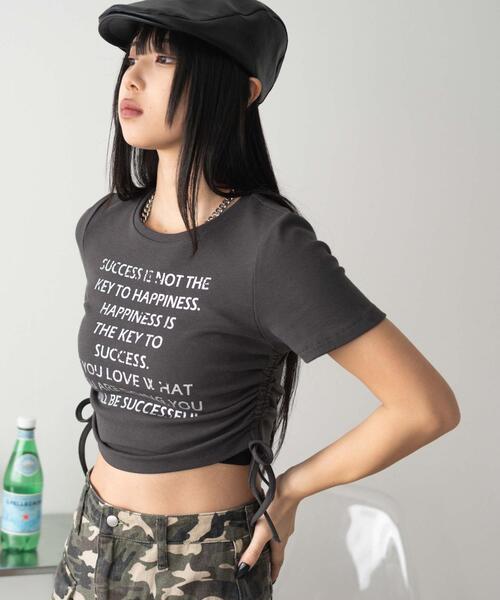 WEGO(ウィゴー)の「WEGO/グラフィックサイドドロストリブちびT(Tシャツ/カットソー・レディース・ホワイト/スミクロ・FREE)」の12枚目の写真