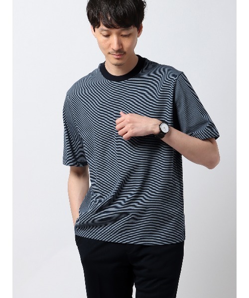 セール】オフィT Tシャツ 半袖 ウォッシャブル マイクロボーダー