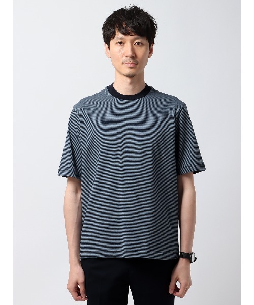 Drawer ドゥロワー コットン フリンジボーダー 半袖 Tシャツ