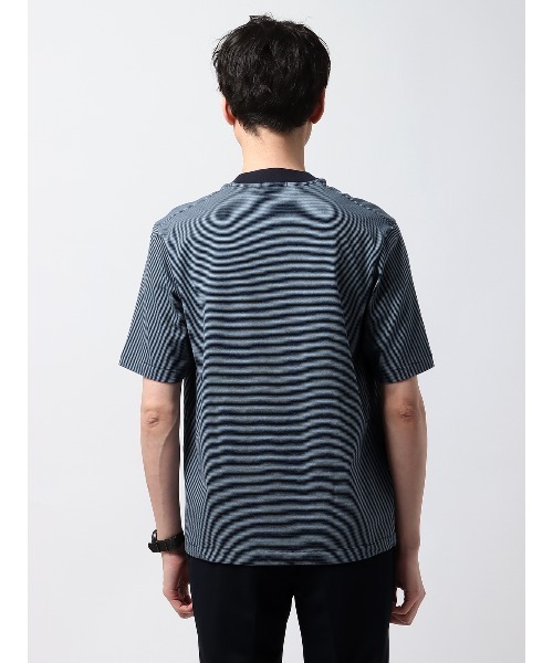 SUIT SQUARE(スーツスクエア)の「オフィT Tシャツ 半袖 ウォッシャブル マイクロボーダー コットン(Tシャツ/カットソー・メンズ・ネイビー系/ホワイト系・S/LL/L/M)」の5枚目の写真