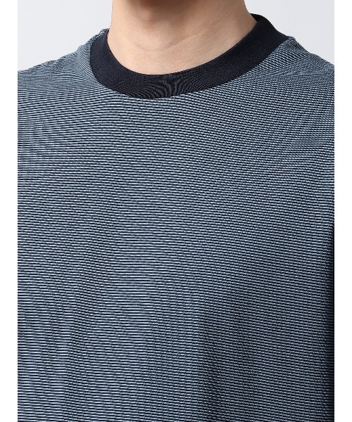 SUIT SQUARE(スーツスクエア)の「オフィT Tシャツ 半袖 ウォッシャブル マイクロボーダー コットン(Tシャツ/カットソー・メンズ・ネイビー系/ホワイト系・S/LL/L/M)」の6枚目の写真