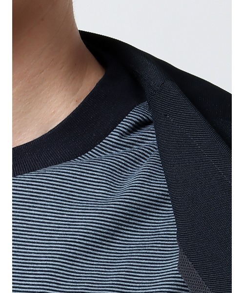 SUIT SQUARE(スーツスクエア)の「オフィT Tシャツ 半袖 ウォッシャブル マイクロボーダー コットン(Tシャツ/カットソー・メンズ・ネイビー系/ホワイト系・S/LL/L/M)」の9枚目の写真