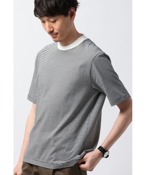 オフィT Tシャツ 半袖 ウォッシャブル マイクロボーダー