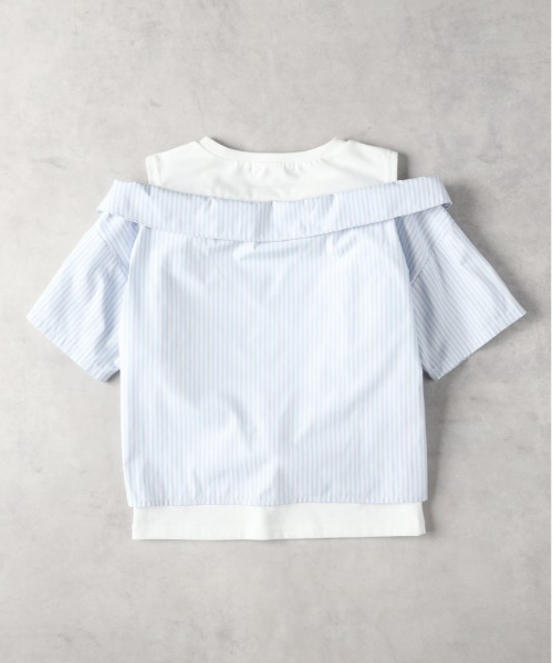 Right-on（ライトオン）の「【VIVIAN BLUE】肩あきドッキングシャツ（その他トップス・キッズ・ブラック/サックスブルー・140/150/160/130）」の4枚目の写真