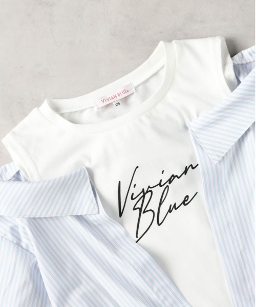 Right-on（ライトオン）の「【VIVIAN BLUE】肩あきドッキングシャツ（その他トップス・キッズ・ブラック/サックスブルー・140/150/160/130）」の6枚目の写真