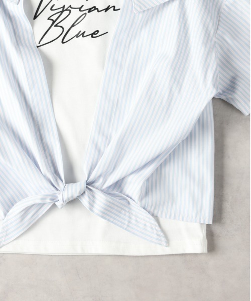 Right-on（ライトオン）の「【VIVIAN BLUE】肩あきドッキングシャツ（その他トップス・キッズ・ブラック/サックスブルー・140/150/160/130）」の9枚目の写真