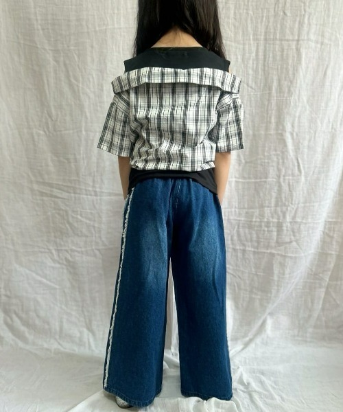 Right-on（ライトオン）の「【VIVIAN BLUE】肩あきドッキングシャツ（その他トップス・キッズ・ブラック/サックスブルー・140/150/160/130）」の14枚目の写真